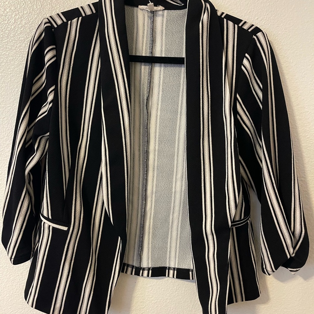Maurices Black and White Striped Blazer
